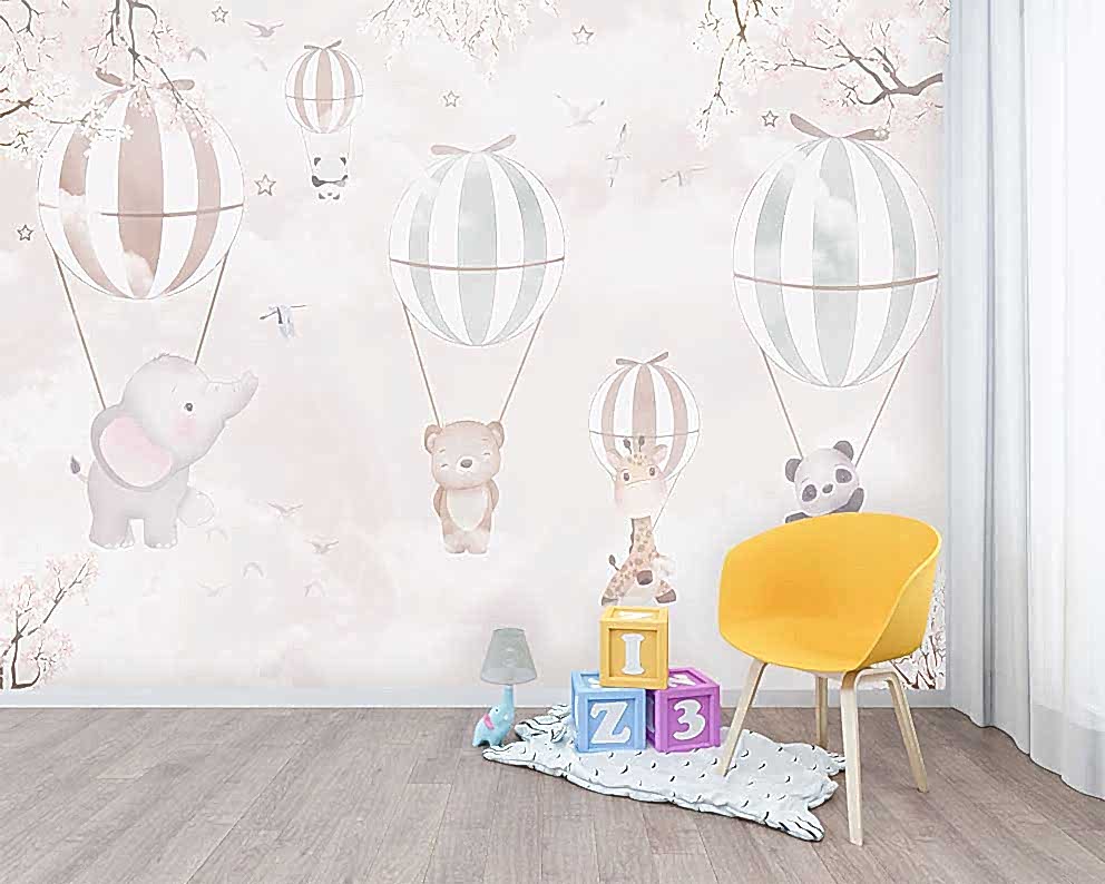 Çocuk Odası Sevimli Orman Hayvanları Desenli Duvar Kağıdı