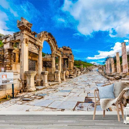 Efes Antik Kenti Manzaralı Duvar Kağıdı | Tarihi Doku Evinize Gelsin