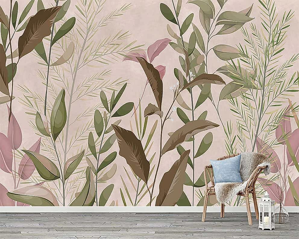 Pastel Yapraklar Temalı Poster Duvar Kağıdı