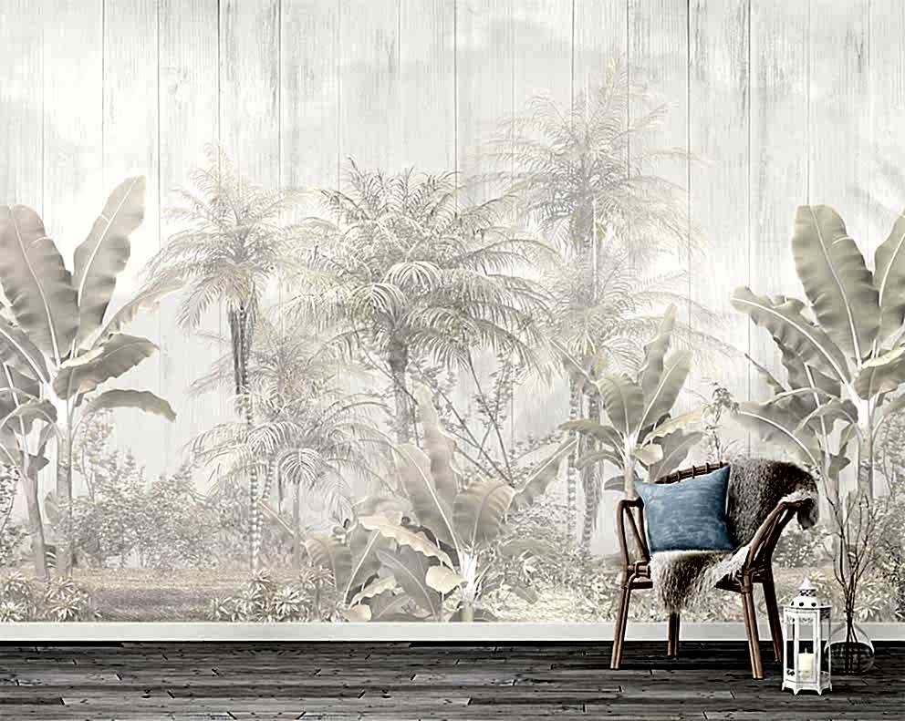 Tropikal Orman Desenli Duvar Kağıdı