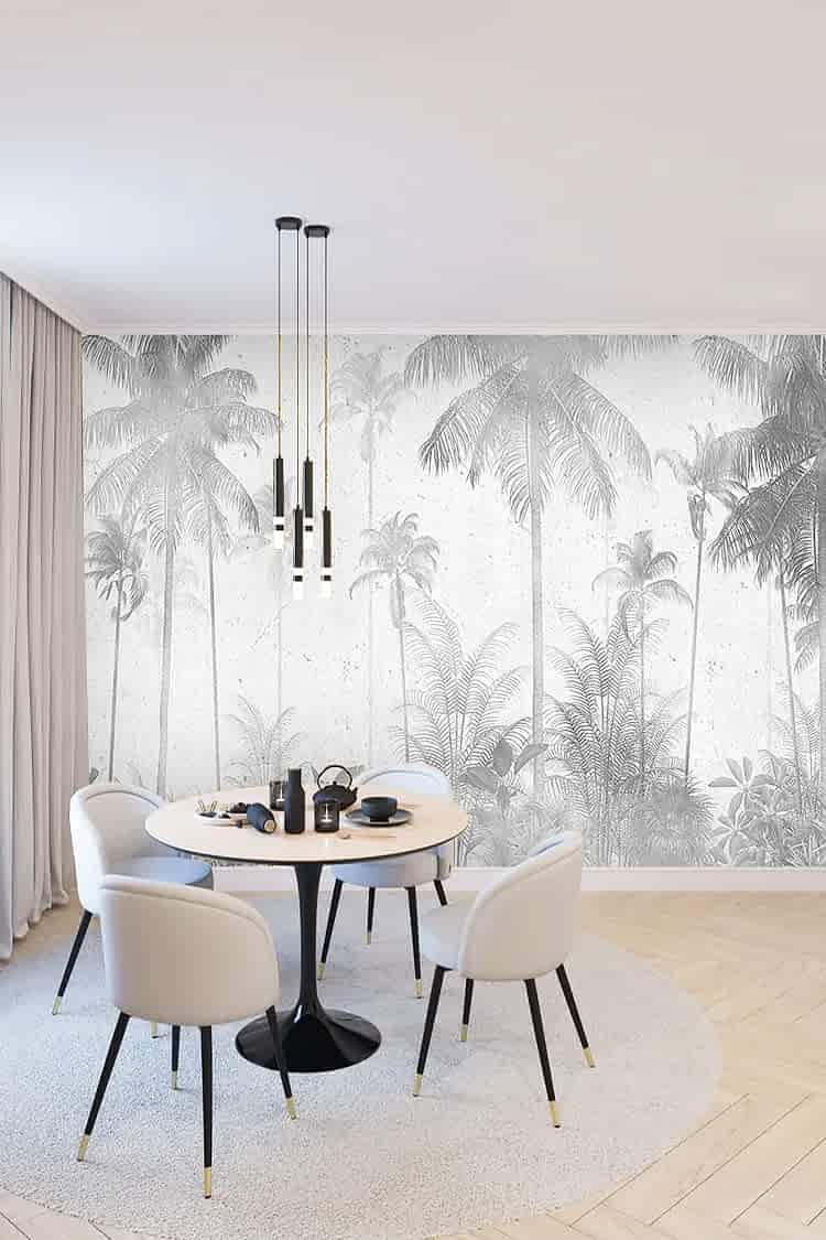 Gri Palmiye Ağaçlı Duvar Kağıdı - Görsel 3