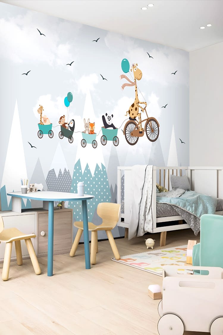 Eğlenceli Gergedanlı Hayvanlar Duvar Kağıdı - Görsel 3