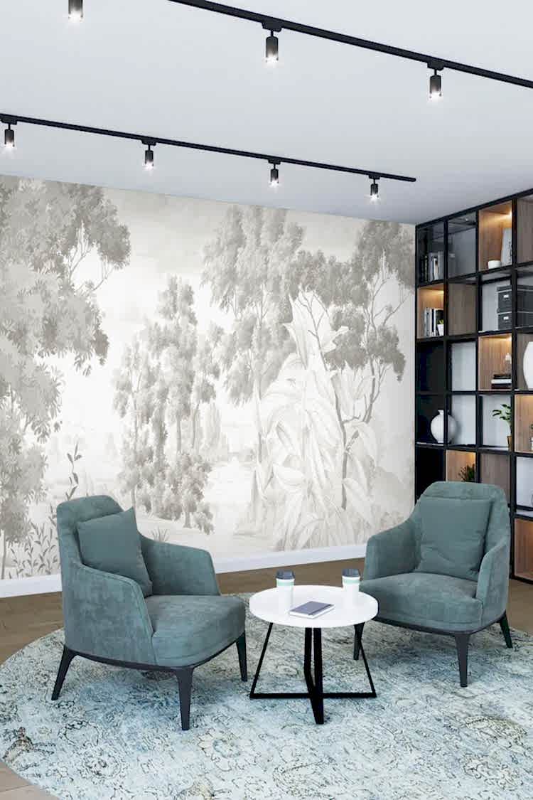 Açık Gri Tonlu Sisli Orman Duvar Kağıdı - Görsel 2