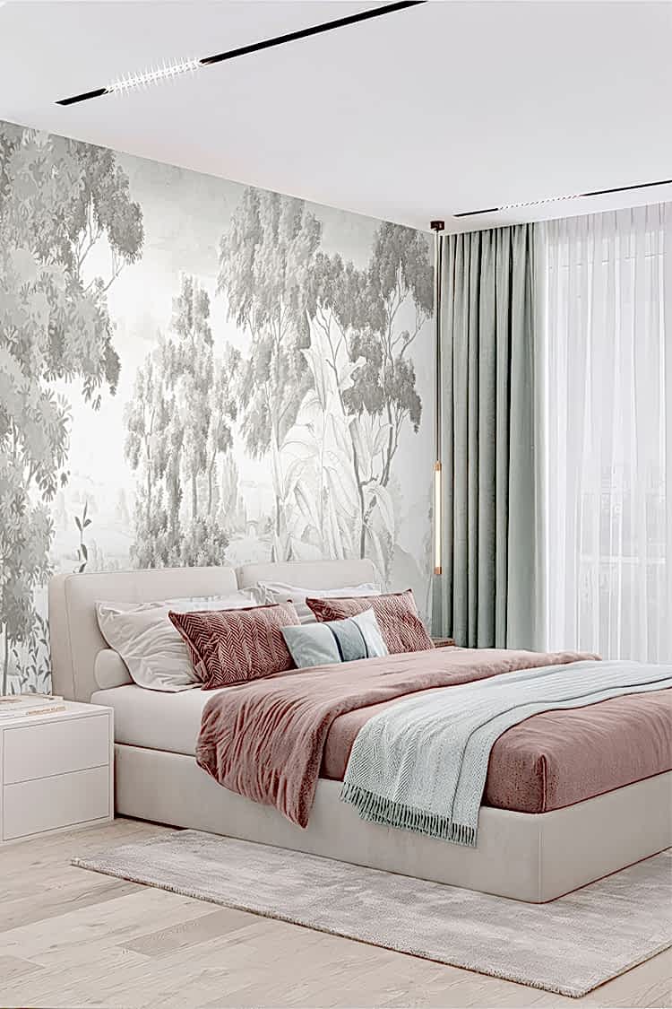 Açık Gri Tonlu Sisli Orman Duvar Kağıdı - Görsel 5