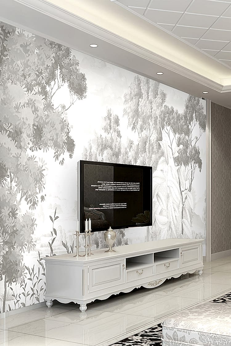 Açık Gri Tonlu Sisli Orman Duvar Kağıdı - Görsel 6