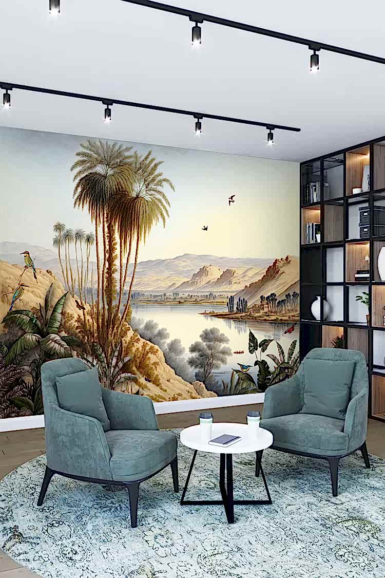 Tropikal Palmiyeler ve Manzaralı Duvar Kağıdı - Görsel 2