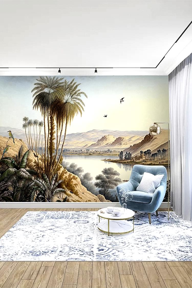 Tropikal Palmiyeler ve Manzaralı Duvar Kağıdı - Görsel 3