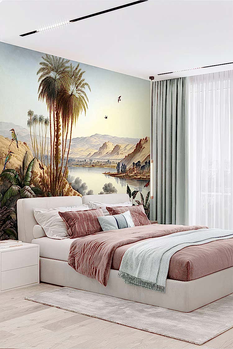 Tropikal Palmiyeler ve Manzaralı Duvar Kağıdı - Görsel 5