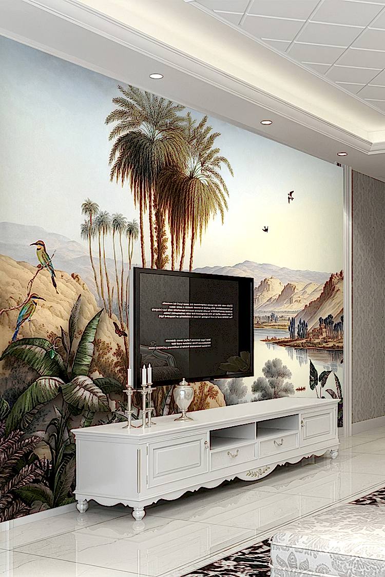 Tropikal Palmiyeler ve Manzaralı Duvar Kağıdı - Görsel 6