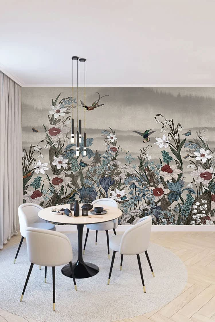 Çiçekli Bahar Temalı Duvar Kağıdı