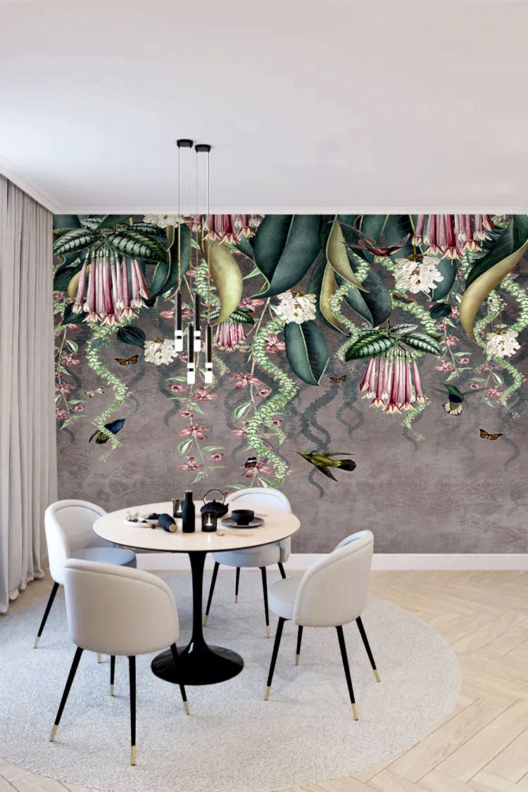 Tropikal Çiçekli Duvar Kağıdı - Görsel 5