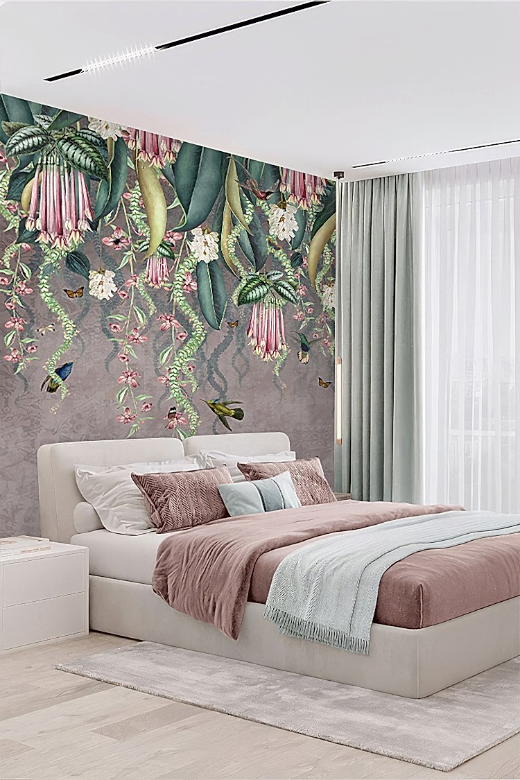 Tropikal Çiçekli Duvar Kağıdı - Görsel 6