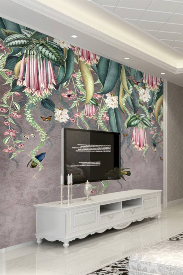 Tropikal Çiçekli Duvar Kağıdı