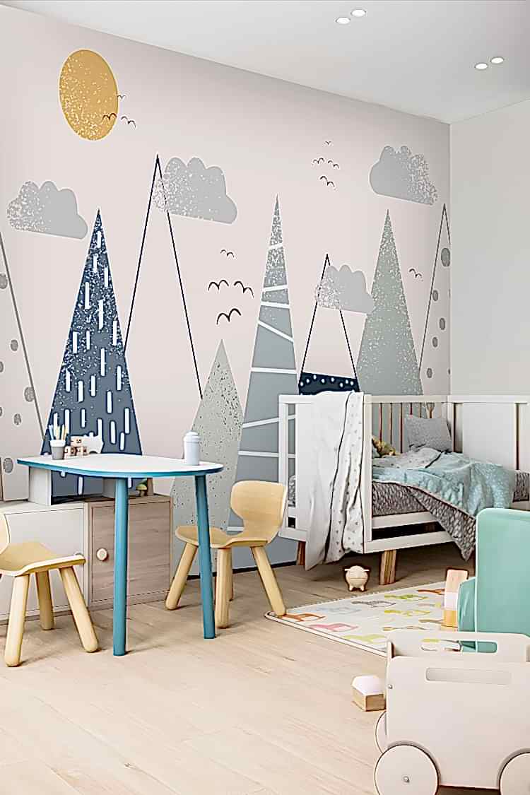 Minimalist Dağ Manzarası Duvar Kağıdı - Görsel 3