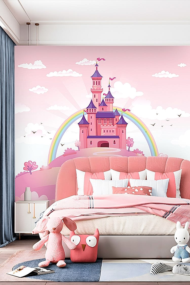 Prenses Sarayı ve Gökkuşağı Temalı Duvar Kağıdı - Görsel 2