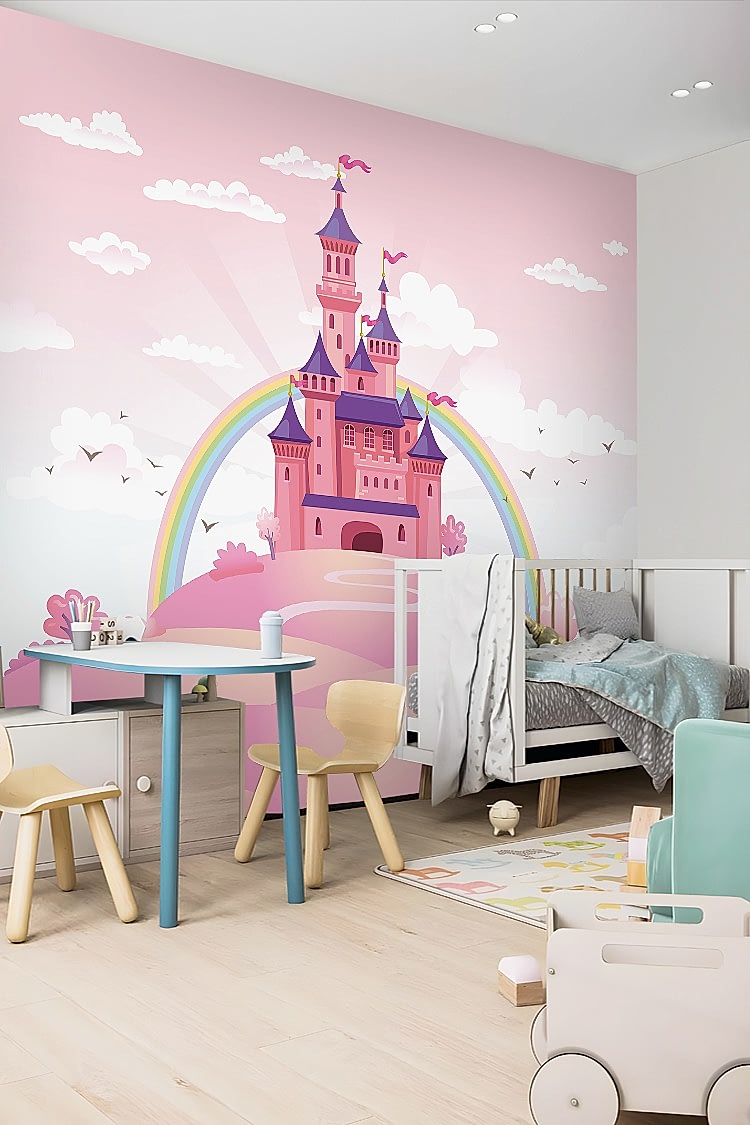 Prenses Sarayı ve Gökkuşağı Temalı Duvar Kağıdı - Görsel 3