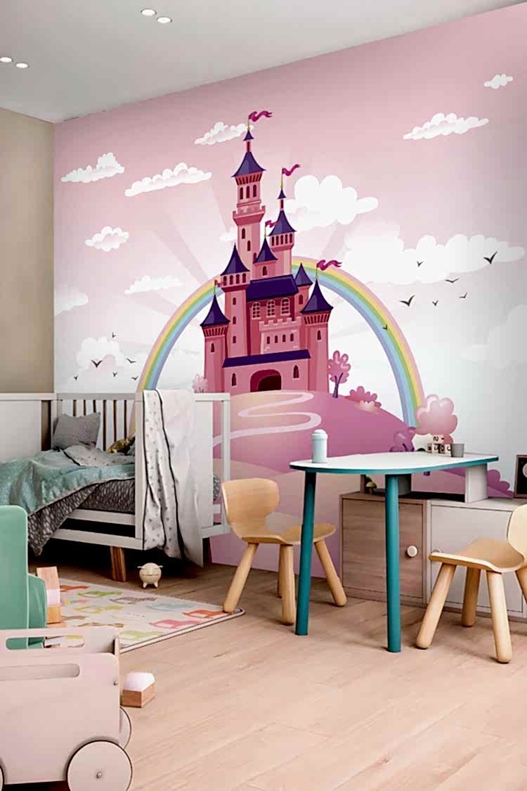 Prenses Sarayı ve Gökkuşağı Temalı Duvar Kağıdı - Görsel 4