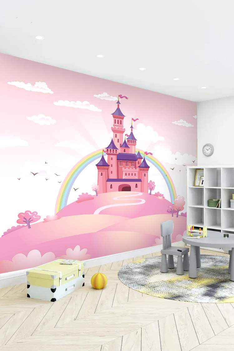 Prenses Sarayı ve Gökkuşağı Temalı Duvar Kağıdı