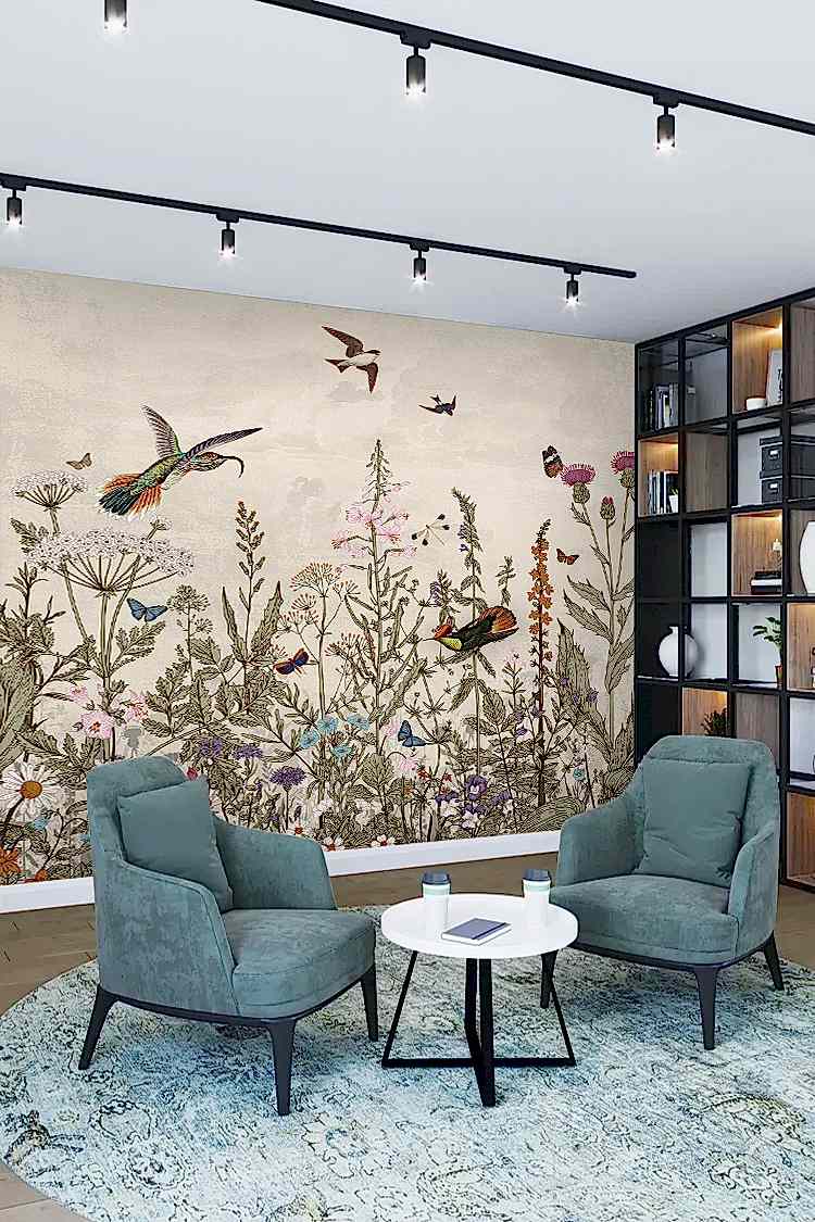 Kuşlar ve Çiçek Deseni Duvar Kağıdı