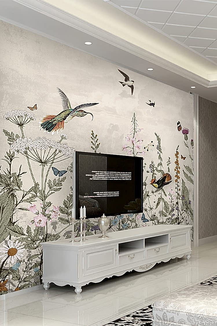 Kuşlar ve Çiçek Deseni Duvar Kağıdı - Görsel 6