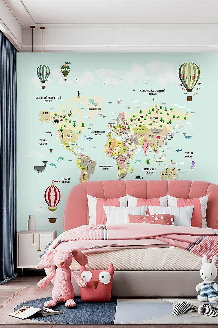 Çocuklar İçin Dünya Haritası Duvar Kağıdı