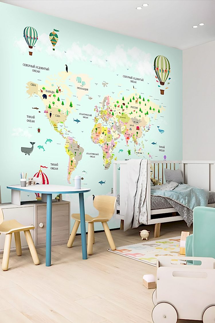 Çocuklar İçin Dünya Haritası Duvar Kağıdı - Görsel 2