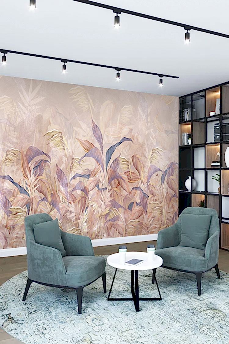 Pastel Bitki Deseni Duvar Kağıdı - Görsel 2