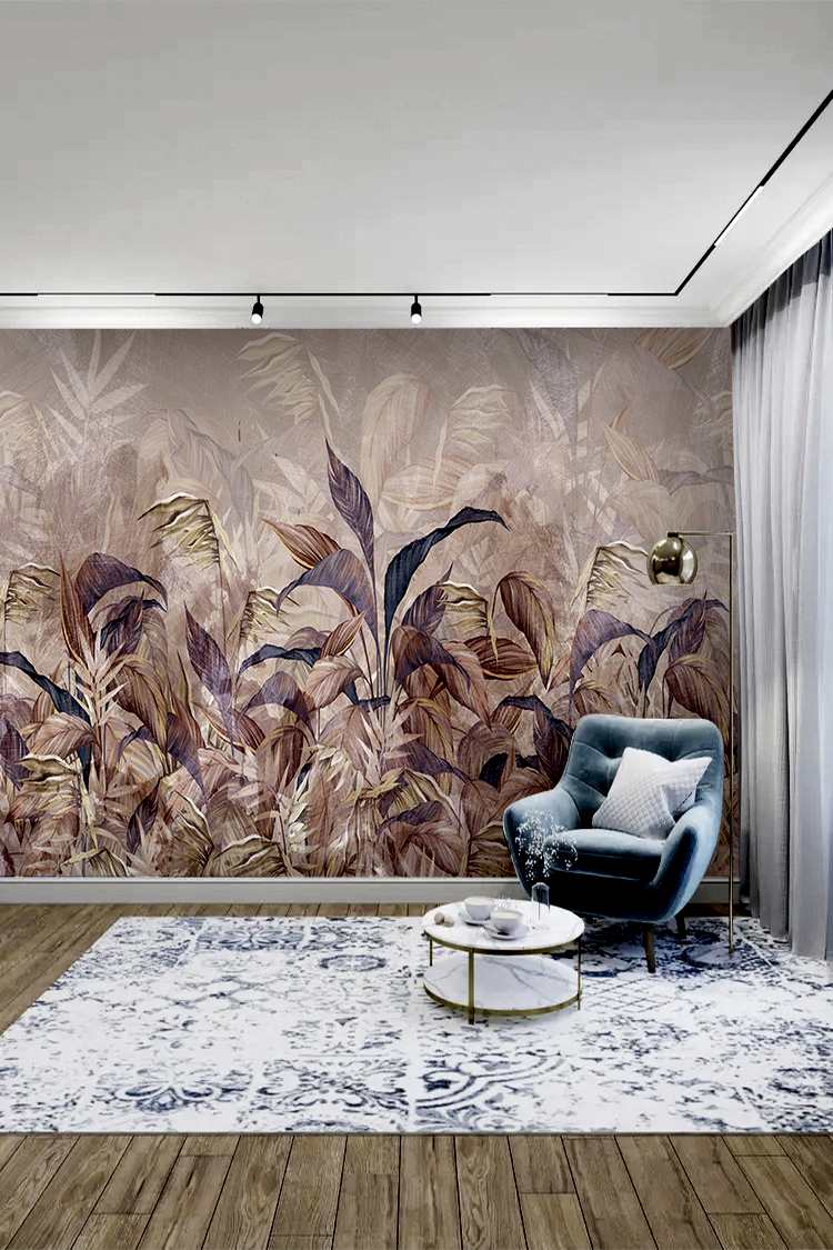 Pastel Bitki Deseni Duvar Kağıdı - Görsel 3