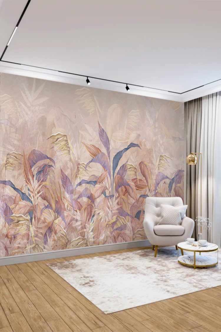 Pastel Bitki Deseni Duvar Kağıdı - Görsel 4