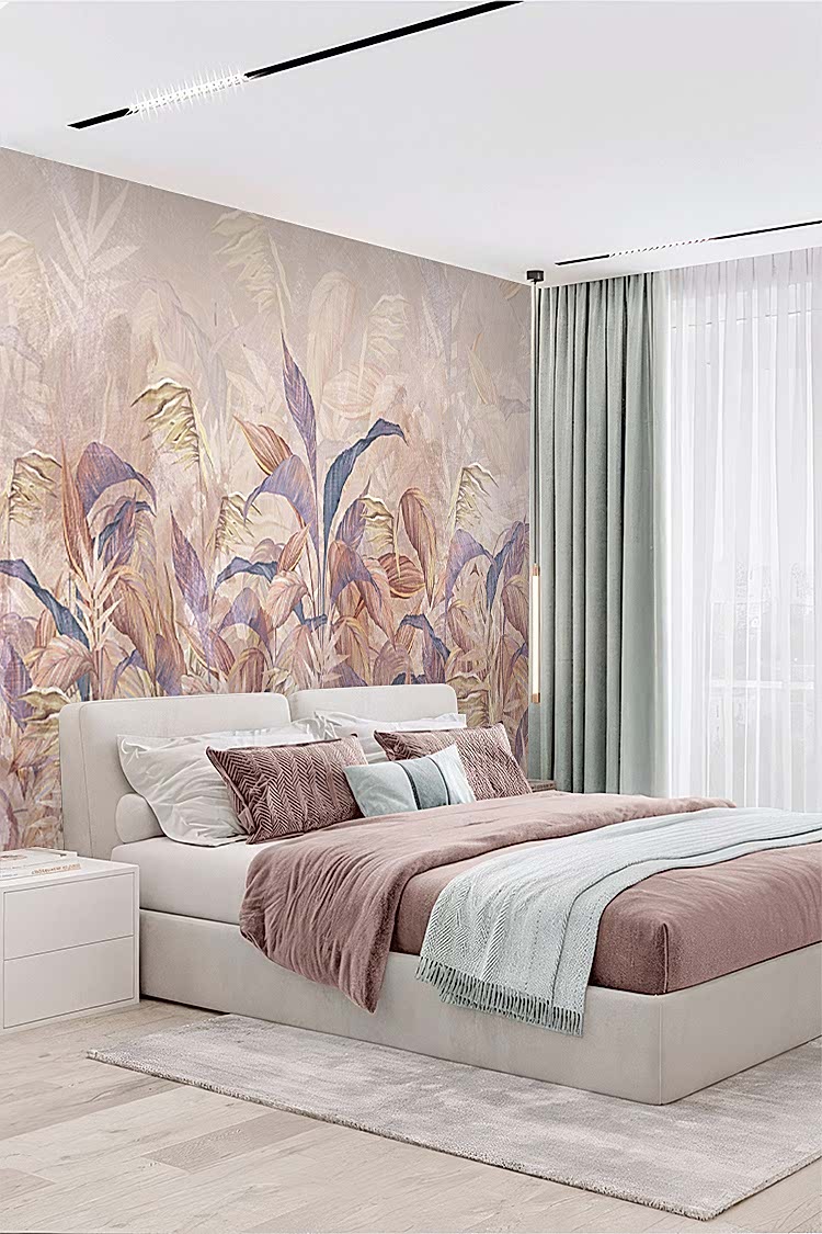 Pastel Bitki Deseni Duvar Kağıdı - Görsel 6