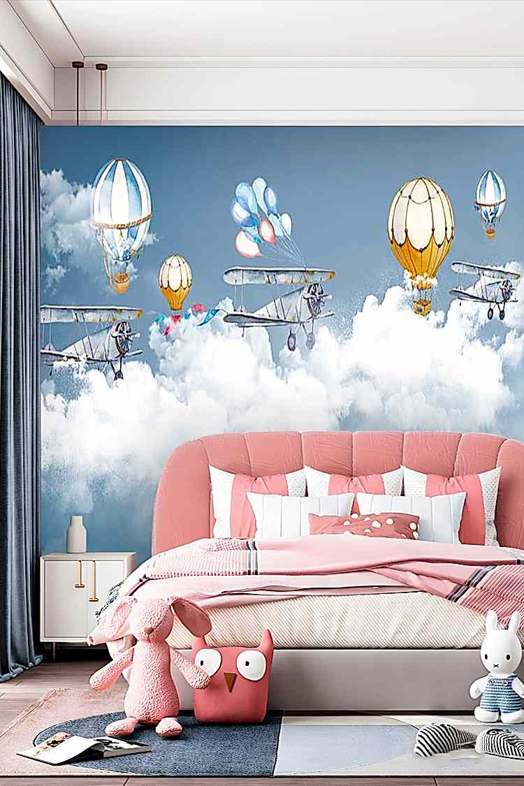 Renkli Balonlar ve Uçaklar ile Gökyüzü Duvar Kağıdı