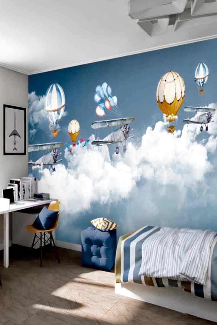 Renkli Balonlar ve Uçaklar ile Gökyüzü Duvar Kağıdı - Görsel 6