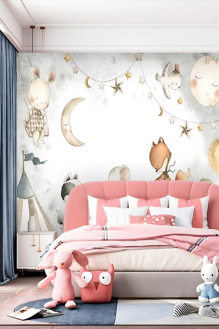 Yıldızlar ve Hayvanlar Temalı Duvar Kağıdı - Görsel 2