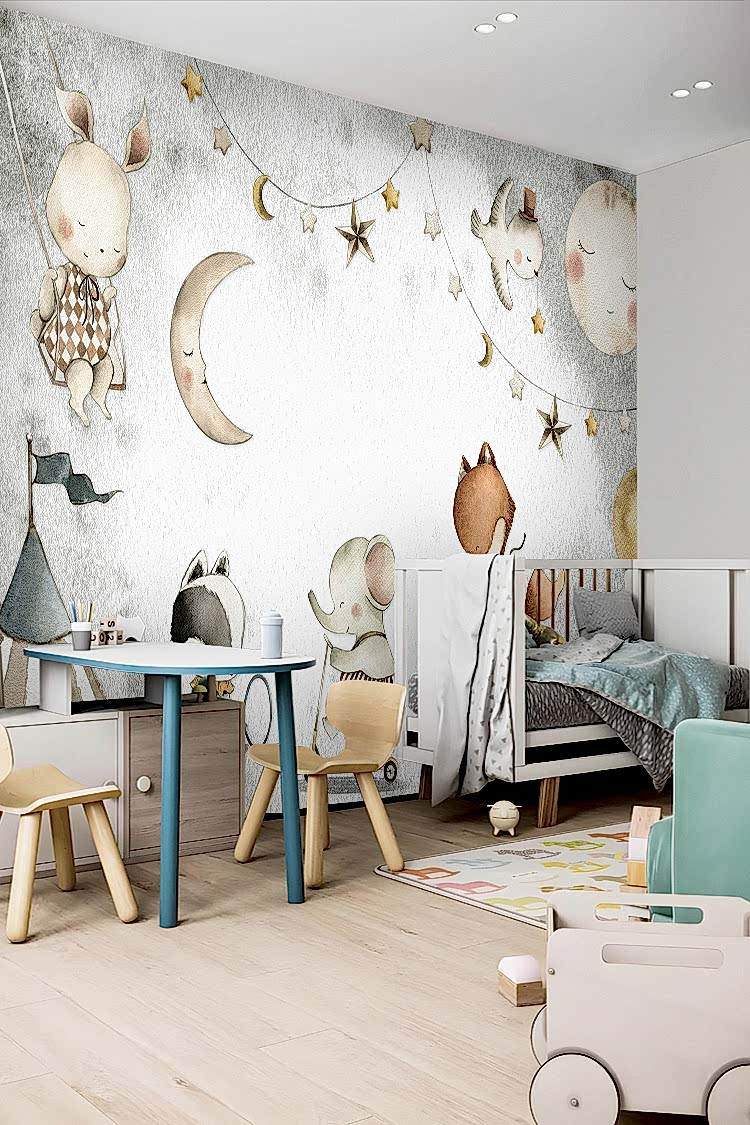 Yıldızlar ve Hayvanlar Temalı Duvar Kağıdı - Görsel 4