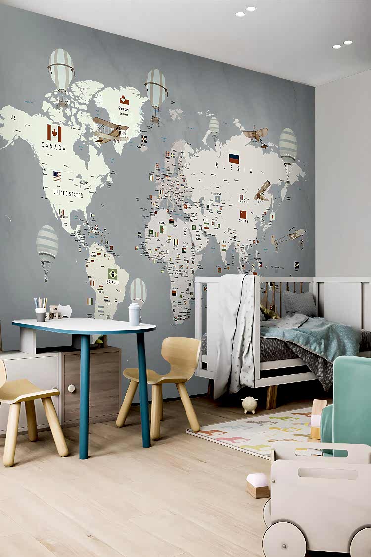 Dünya Haritası Temalı Duvar Kağıdı