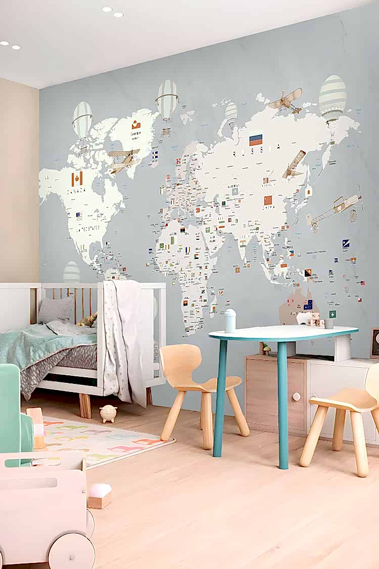 Dünya Haritası Temalı Duvar Kağıdı - Görsel 3