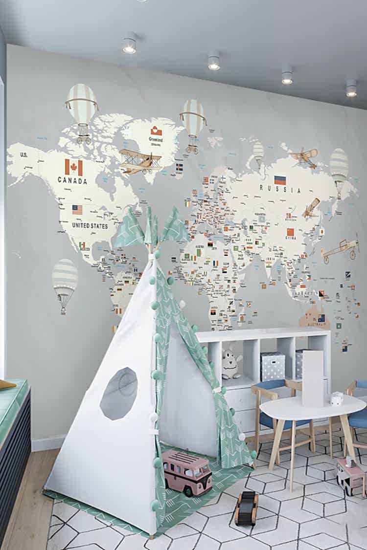 Dünya Haritası Temalı Duvar Kağıdı - Görsel 4