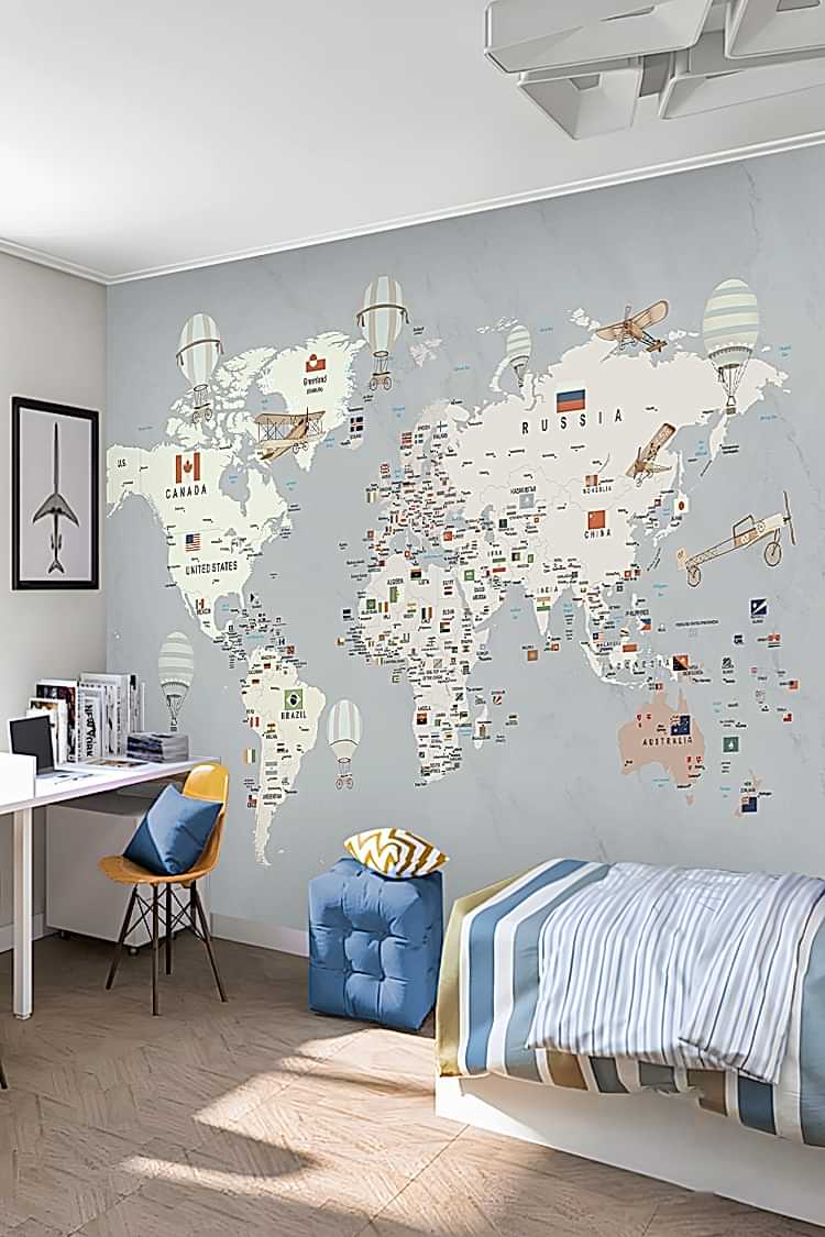Dünya Haritası Temalı Duvar Kağıdı - Görsel 6