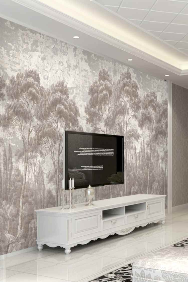 Bej Kahverengi Orman Desenli Duvar Kağıdı